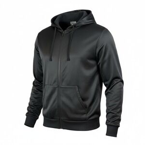 Victory Mens‎ Black Zip Up Hooded Track Jacket Athletic Casual Size L